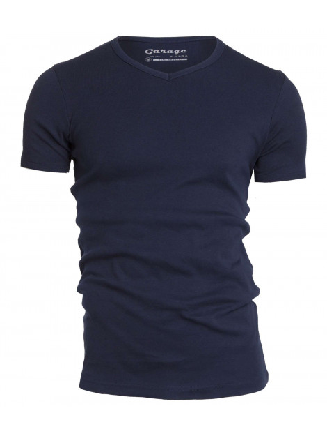 Garage Basis t-shirt v-hals semi bodyfit blauw 302-400 large