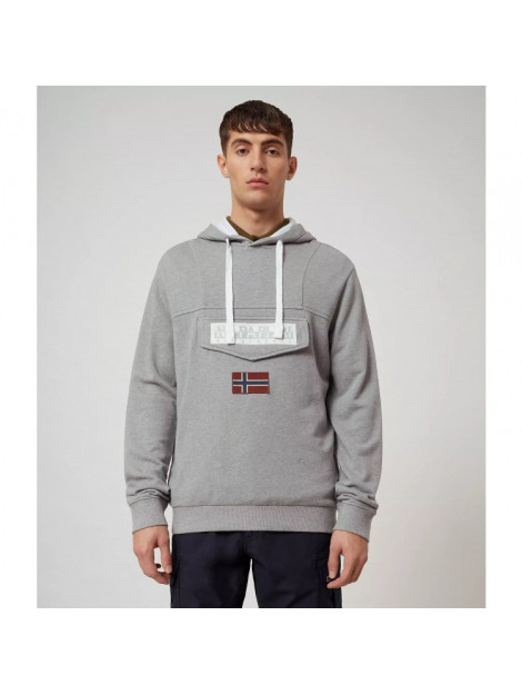 Napapijri Trui men burgee summer 2 medium grey melange s Napapijri Sweater Burgee Grey Logo NP0A4EAV1601 order online