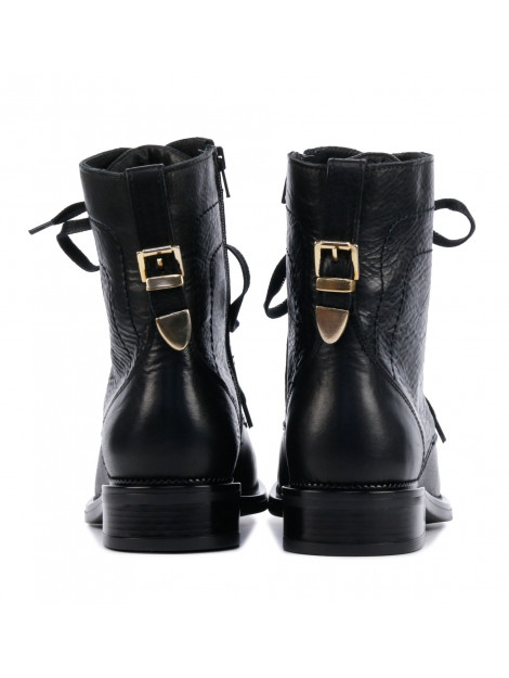 Lina Locchi Dames Enkellaarsjes Zwart croco lak bikerboot | Van den Assem