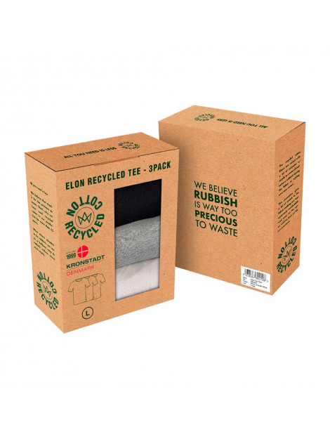Kronstadt Elon recycled cotton 3-pack t-shirt ks3348 grey/white/black elon recycled cotton 3-pack t-shirt KS3348 grey/white/black large
