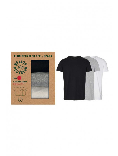 Kronstadt Elon recycled cotton 3-pack t-shirt ks3348 grey/white/black elon recycled cotton 3-pack t-shirt KS3348 grey/white/black large