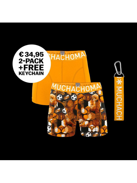 Muchachomalo Wcleo 1010-01 2-pack football boxershorts with keychain - WCLEO101-01 Foot.Key/Print/Orange large