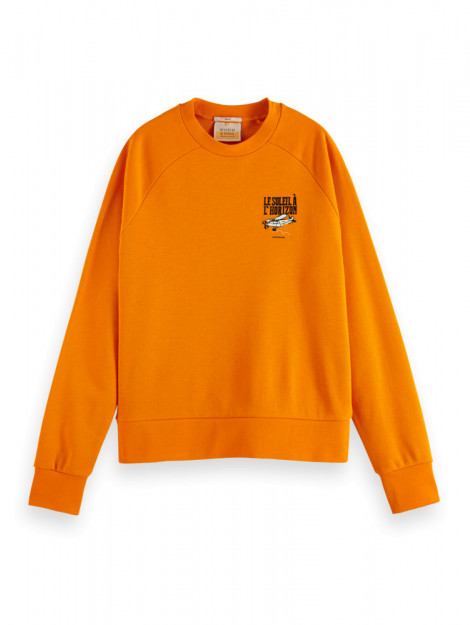 Scotch & Soda 162816 2014 relaxed fit sweat with chest graphic in organic cotton blend bright orange 162816 2014 large