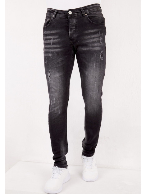 True Rise Slim fit jeans met scheuren slm