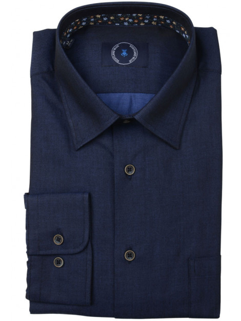 Bos Bright Blue Dean 2-tone twill shirt sprea 21307de35sb/290 navy 167164 large