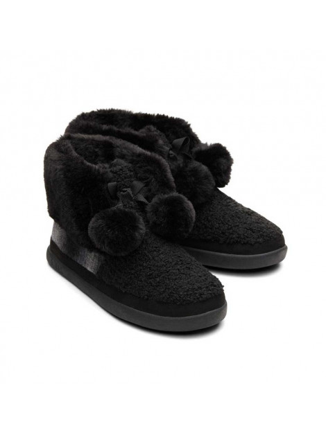 Toms Celeste black faux shearling plaid pantoffel 10016814 large