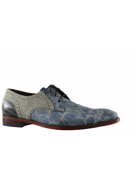Floris Van Bommel Heren Veterschoenen Blauw relief print veterschoen | Van  den Assem
