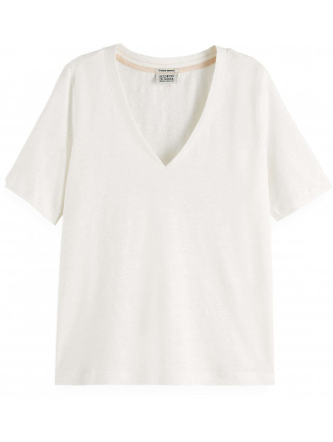 Maison Scotch Classic linen v-neck t 