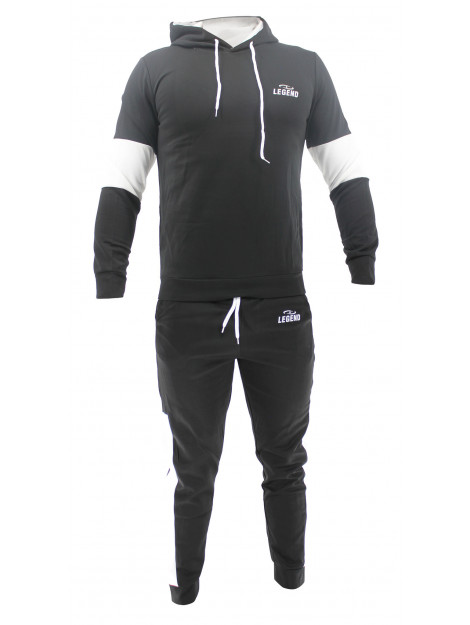 Legend Sports Functioneel joggingpak heren/dames zwart & wit polyester Y4830012BLACKM large