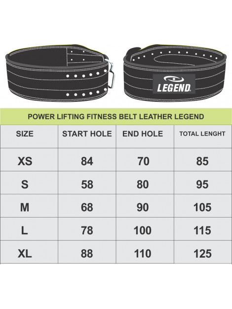 Legend Sports Power lifting fitness riem heren/dames leer POWRIEMLEDZWM large