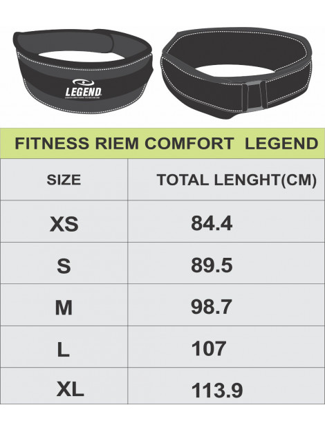 Legend Sports Fitness riem comfort heren/dames nylon FBC03ZWS large