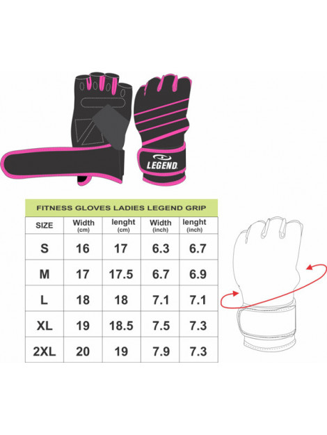 Legend Sports Fitness handschoenen dames roze legend grip FG01RZ00M large