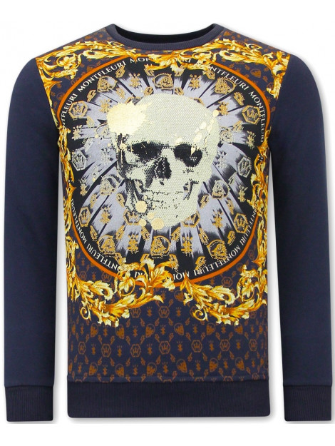 Montfleuri Sweater met print skull strass 3796 large