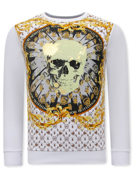 Montfleuri Sweater met print skull strass 3796 large