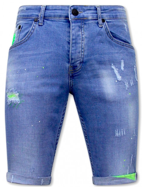 Local Fanatic Skinny korte broek met verfspatten 1027 LF-SHRT-1027 large Local Fanatic Skinny korte broek met verfspatten 1027 LF-SHRT-1027 large
