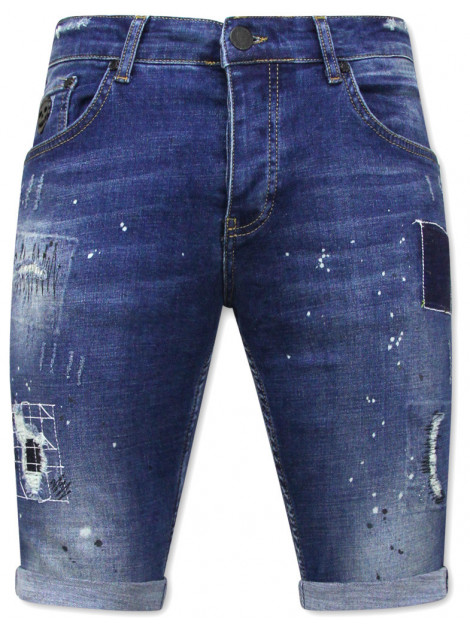 Local Fanatic Korte jeans met verfspatten stretch 1035 LF-SHRT-1035 large