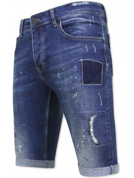 Local Fanatic Korte jeans met verfspatten stretch 1035 LF-SHRT-1035 large