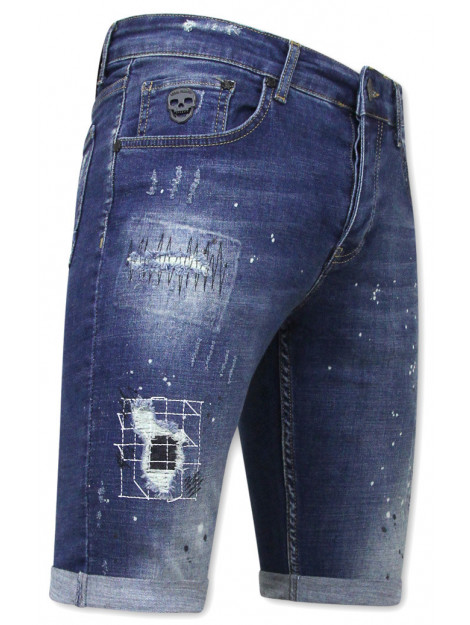 Local Fanatic Korte jeans met verfspatten stretch 1035 LF-SHRT-1035 large