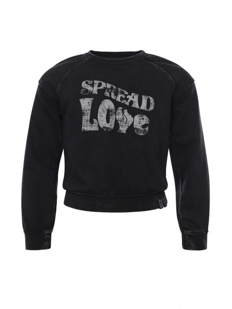 Looxs Revolution Sweater zwart garment dyed look voor meisjes in de kleur 2231-5315-087 large