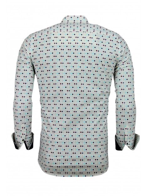 Tony Backer Overhemden slim fit tetris motief hemd 3023 large