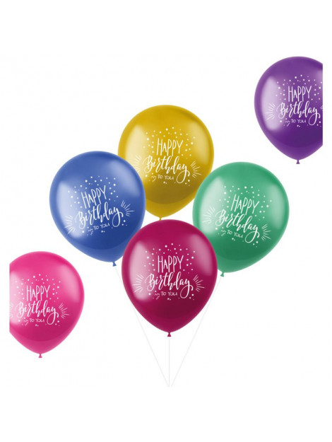 Confetti Ballonnen shimmer happy birthday meerkleurig 33cm | 6 stuks Fol18640 large