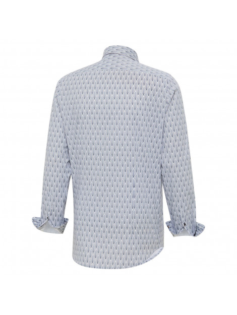 Blue Industry Overhemd poplin stretch, wit met grafisch motief 2710.22 large
