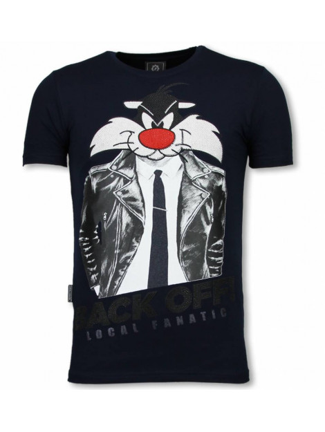 Local Fanatic Pussy cat rhinestone t-shirt 5777B large