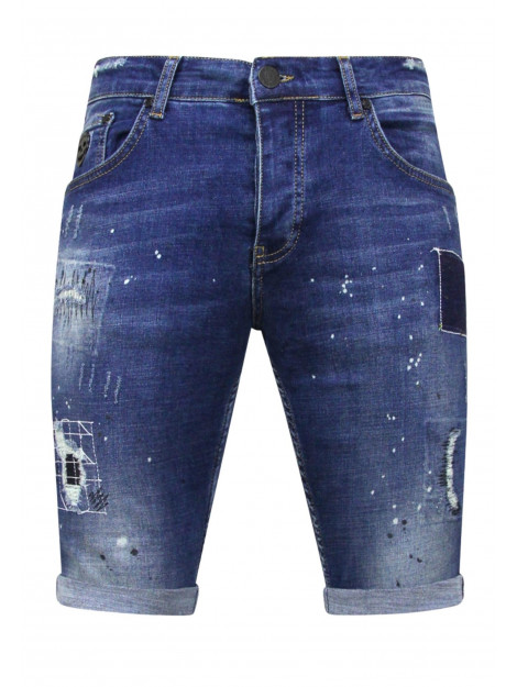 Local Fanatic Korte jeans met verfspatten stretch 1035 LF-SHRT-1035 large
