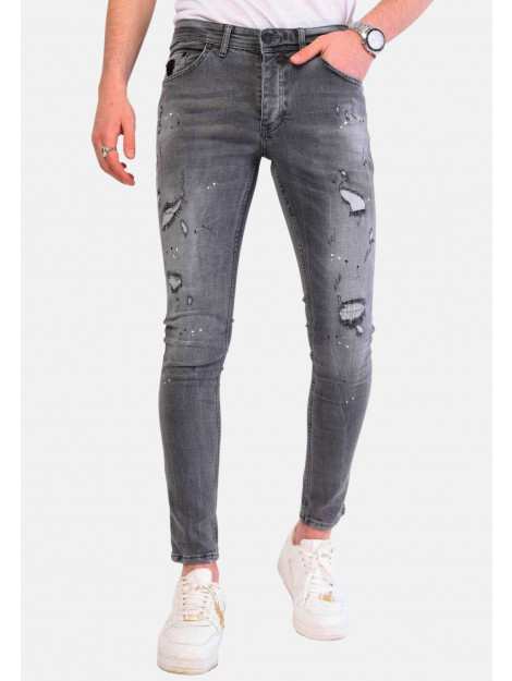 Local Fanatic Spijkerbroek verfspatten slim fit 1064 LF-DNM-1064 large Local Fanatic Spijkerbroek verfspatten slim fit 1064 LF-DNM-1064 large