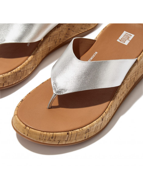 FitFlop F-mode leather/cork flatform toe-post sandals FT7 large