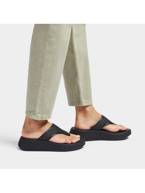 FitFlop F-mode woven-raffia flatform toe-post sandals FX7 large