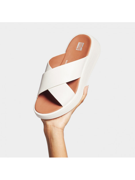 FitFlop F-mode leather flatform cross slides FW5 large