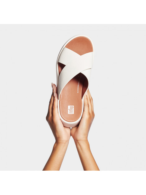 FitFlop F-mode leather flatform cross slides FW5 large