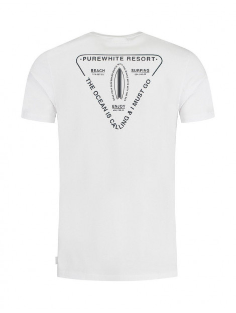 Purewhite T-shirt h front print on chest and big back print (23010105 000001 white) Purewhite T-shirt With Front Print On Chest And Big Back Print (23010105 - 000001 - White) large