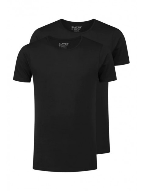 Slater T-shirt 2pack ronde hals basic fit extra long fit (+7cm) (7720 black) Slater T-shirt 2Pack Ronde Hals Basic Fit Extra Long Fit (+7cm) Zwart (7720 - Black) large