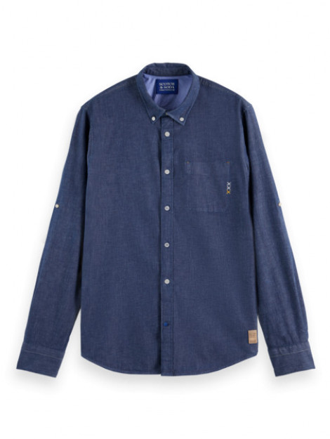 Scotch & Soda Overhemd button down indigo (169025 4622) Scotch & Soda Overhemd Button Down Indigo Blauw (169025 - 4622) large