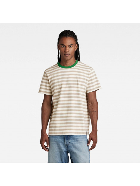 G-Star Essential stripe loose tee beige & green D22810-D281-G002 large