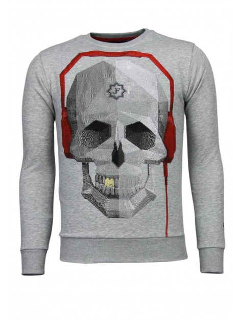 Local Fanatic Skull beat rhinestone sweater 5916G large