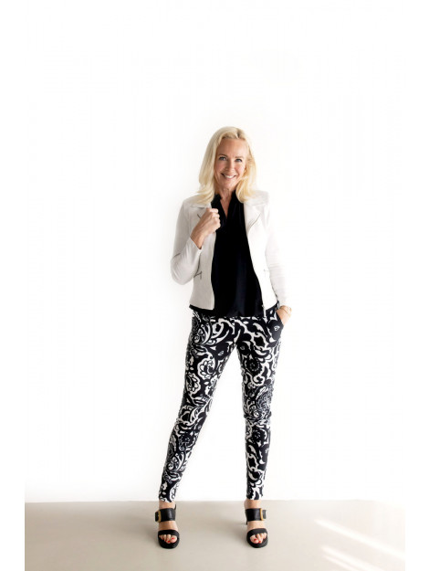 Helena Hart Broek print 7413fio fiore zwart/wit 7413fio large
