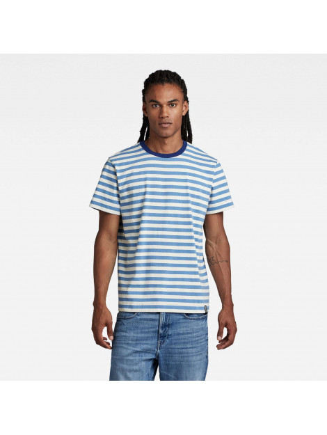 G-Star Essential stripe loose r tee ecru & falcon blue D22810-D281-G012 large