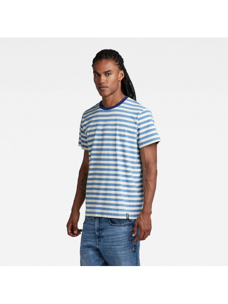 G-Star Essential stripe loose r tee ecru & falcon blue D22810-D281-G012 large