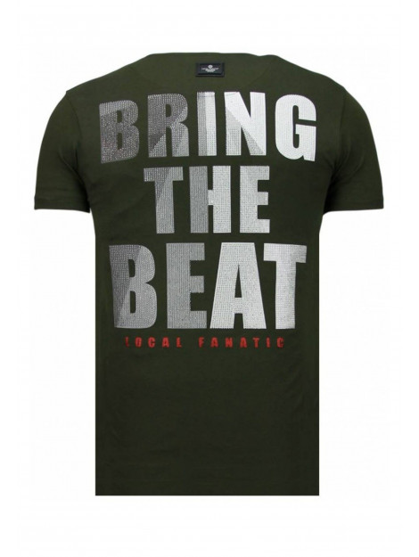 Local Fanatic Skull bring the beat rhinestone t-shirt 5779G large