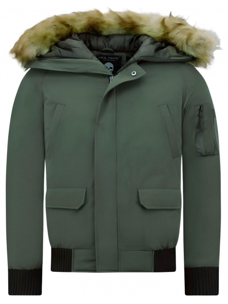 Enos Korte winterjas met faux bontkraag PI-7005 & 8821-FAUX large