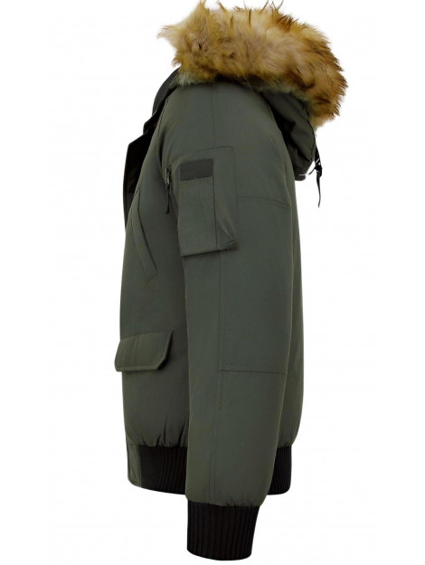 Enos Korte winterjas met faux bontkraag PI-7005 & 8821-FAUX large