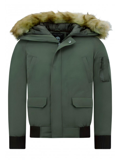 Enos Korte winterjas met faux bontkraag PI-7005 & 8821-FAUX large