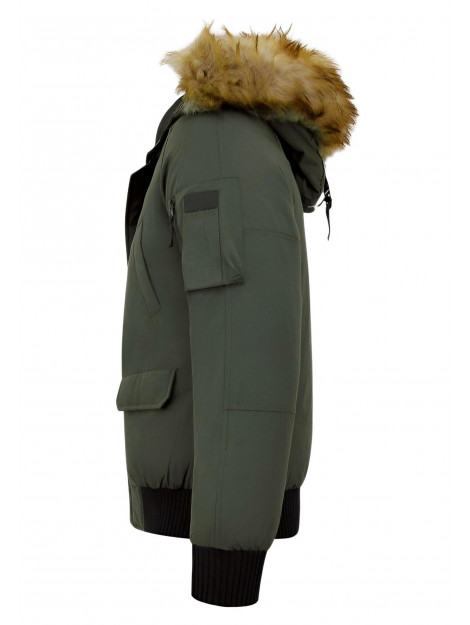Enos Korte winterjas met faux bontkraag PI-7005 & 8821-FAUX large