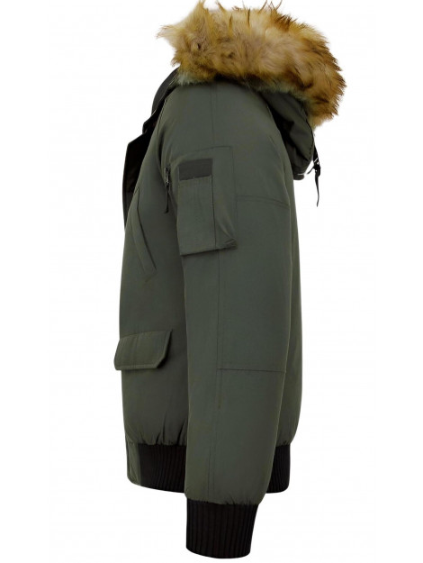 Enos Korte winterjas met faux bontkraag PI-7005 & 8821-FAUX large