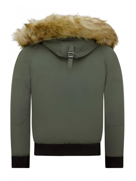 Enos Korte winterjas met faux bontkraag PI-7005 & 8821-FAUX large