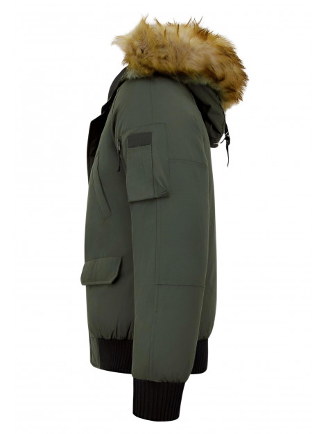 Enos Korte winterjas met faux bontkraag PI-7005 & 8821-FAUX large