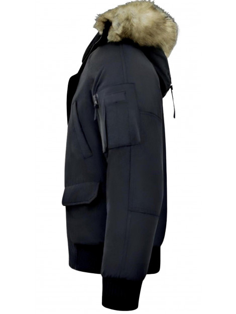 Enos Korte winterjas met faux bontkraag PI-7005Z & 8821Z -FAUX large
